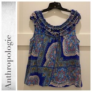Anthropologie Smocked Paisley Print Tank by Meadow Rue